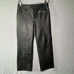Wilsons Leather Black Maxima Straight Leg Pants front zip pockets motorcycle